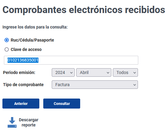 comprobantes elec recibidos