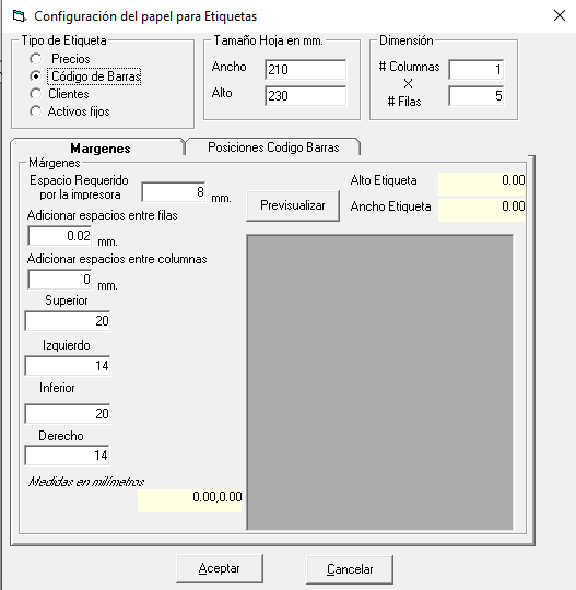 configuracion de etiquetas