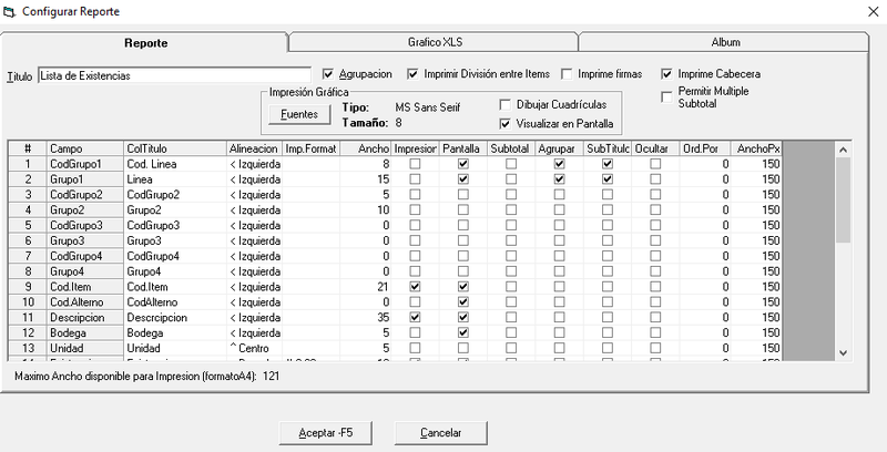 configuracion de reportes