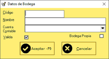 datos de bodega