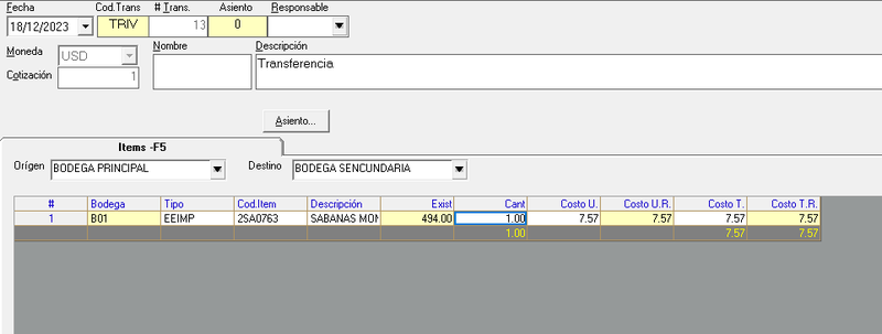 transferencia de bodegas